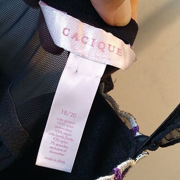 Cacique Black and Purple Chemise Elegant Intimates Women's 18 -20 - Picture 2 of 6